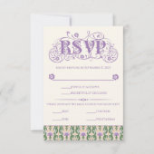 Art Nouveau Elegant Thistle Light Yellow 出欠カード (正面)