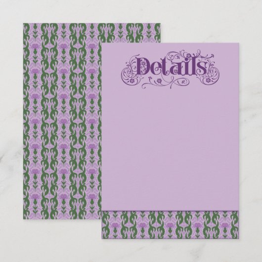 Art Nouveau Elegant Thistle Purple Enclosure Card エンクロージャーカード (正面/裏面)