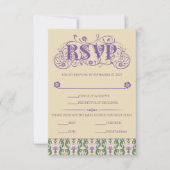 Art Nouveau Elegant Thistle Vintage Yellow 出欠カード (正面)