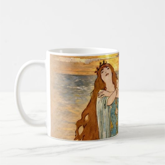 Art Nouveau Elsa Lohengrin Poster with Swans  コーヒーマグカップ (左)
