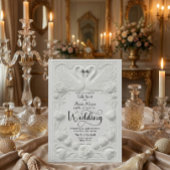 Art Nouveau Faux Embossed Swan Wedding 招待状