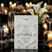 Art Nouveau Faux Embossed Swan Wedding 招待状
