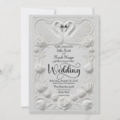 Art Nouveau Faux Embossed Swan Wedding 招待状 (正面)