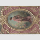 Art Nouveau Flapper Rose Gown Gold Portrait 薄葉紙 (正面)