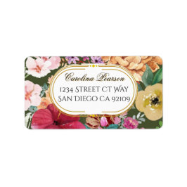 Art Nouveau Floral Calligraphy Address ラベル