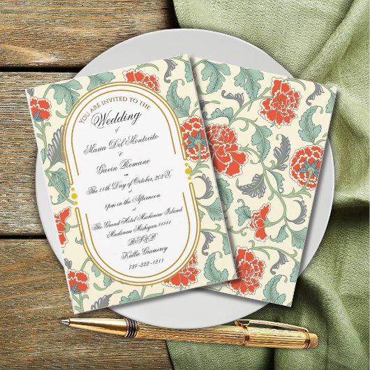 Art Nouveau Floral Calligraphy Invitation 招待状