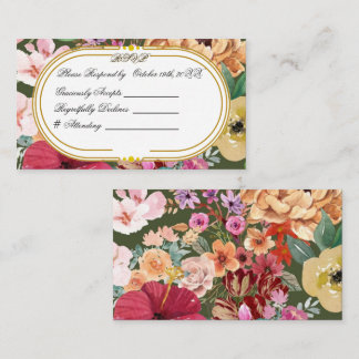 Art Nouveau Floral Calligraphy RSVP Card エンクロージャーカード