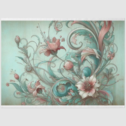 Art Nouveau Floral Decoupage Tissue Paper 薄葉紙 (正面)