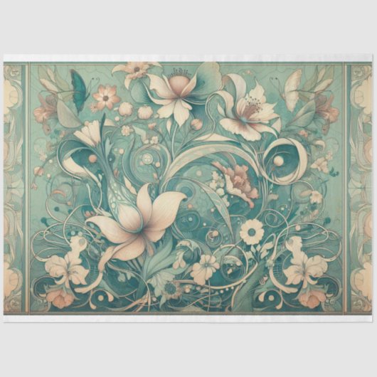 Art Nouveau Floral Decoupage Tissue Paper 薄葉紙 (正面)