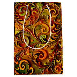 Art Nouveau floral design  ミディアムペーパーバッグ