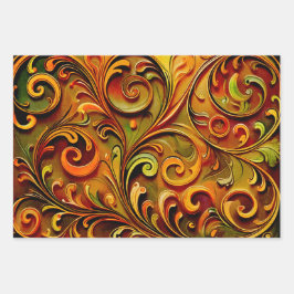 Art Nouveau floral design  ラッピングペーパーシート