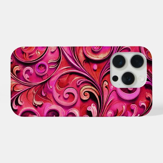Art Nouveau floral design Rusty Rose iPhoneケース (裏面横)