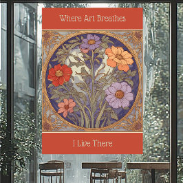 Art Nouveau Floral Fall Spring Where Art Breathes  ウィンドウサイン