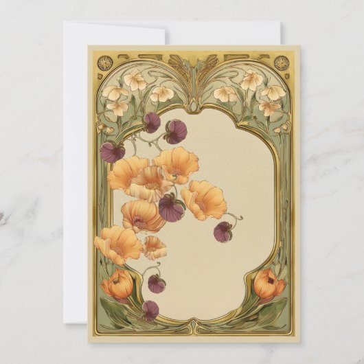 Art Nouveau Floral Frame Wedding Invitation 招待状 (裏面)