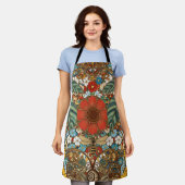 Art Nouveau Floral Garden – Sunflowers, Bee エプロン (着用した状態)