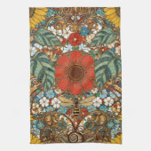 Art Nouveau Floral Garden – Sunflowers, Bee キッチンタオル (縦)