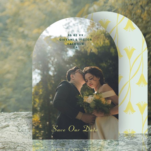 Art Nouveau Floral Lily Save The Date Announcement 招待状