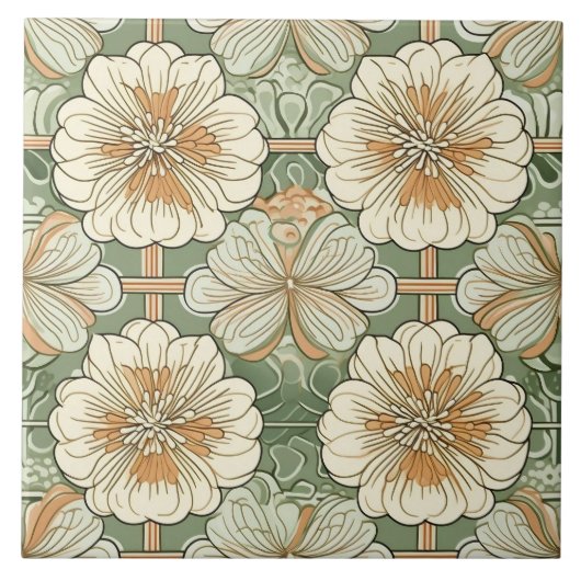 Art Nouveau Floral Pattern  タイル (正面)