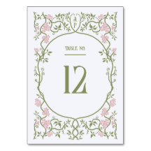 Art Nouveau Floral Pink and Green Wedding