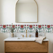 Art Nouveau Floral Rose Geometric Art Design タイル