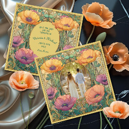 Art Nouveau Floral Save the Date Photo 招待状
