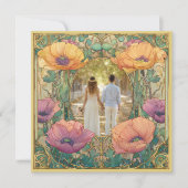 Art Nouveau Floral Save the Date Photo 招待状 (正面)