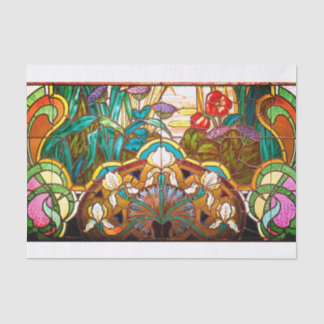 Art nouveau floral stained glass look window  薄葉紙