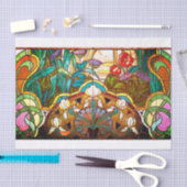 Art nouveau floral stained glass look window  薄葉紙 (クラフト)