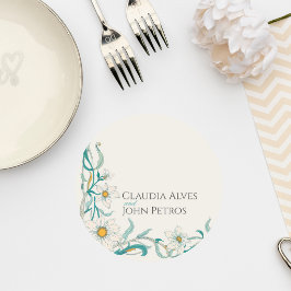 Art Nouveau Floral Wedding Coaster ラウンドペーパーコースター