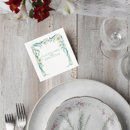 Art Nouveau Floral Wedding Cocktail Napkin スタンダードカクテルナプキン