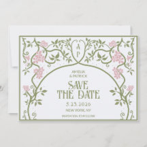 Art Nouveau Floral Wedding Green and Pink