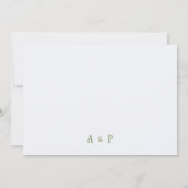 Art Nouveau Floral Wedding Green and Pink 招待状 (裏面)