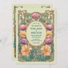 Art Nouveau Floral Wedding Invitation 招待状