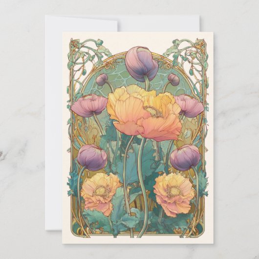 Art Nouveau Floral Wedding Invitation 招待状 (裏面)