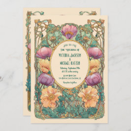 Art Nouveau Floral Wedding Invitation 招待状