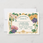 Art Nouveau Floral Wedding RSVP response card 招待状 (正面)