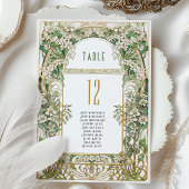Art Nouveau Floral Wedding Table Number 招待状