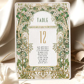 Art Nouveau Floral Wedding Table Number 招待状