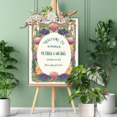 Art Nouveau Floral Wedding Welcome Sign ポスター