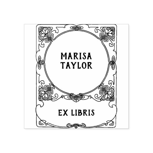 Art nouveau frame ex libris ラバースタンプ (インプリント)