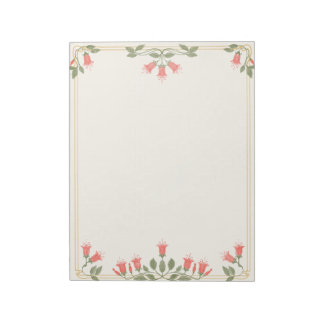 Art Nouveau Fuchsia Floral Border Notepad ノートパッド