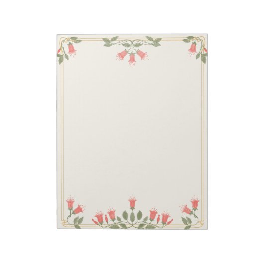 Art Nouveau Fuchsia Floral Border Notepad ノートパッド (回転)