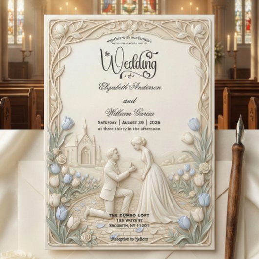 Art Nouveau Garden Proposal Traditional Wedding   招待状