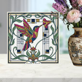 Art Nouveau Geometric Bird Flower Ceramic Tile タイル