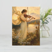Art Nouveau Girl Playing A Violin Among Flowers サンキューカード (スタンド正面)