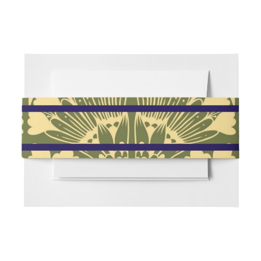 Art Nouveau Gold Green Botanical Invitation 招待状ベリーバンド (正面例)