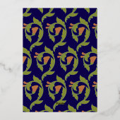 Art Nouveau Gold Green Botanical Invitation 箔招待状 (裏面)