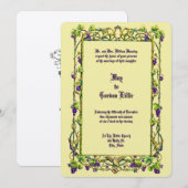 Art Nouveau Grapevine & Doves Border Wedding 招待状 (正面/裏面)