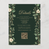 Art Nouveau Green and Gold Wedding QR Details エンクロージャーカード (正面)