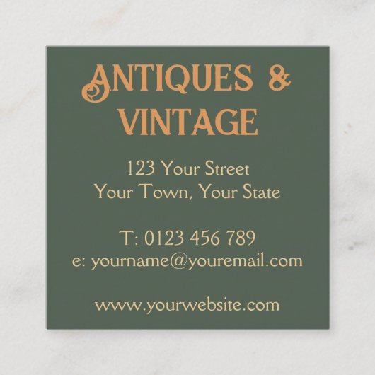 Art Nouveau Green Cream スクエア名刺 (正面)